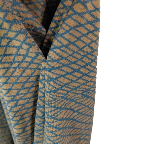 NWT Lularoe Amelia Fit Pleated Dress Blue & Tan Geometric Zip Back Size XS - Picture 4 of 7